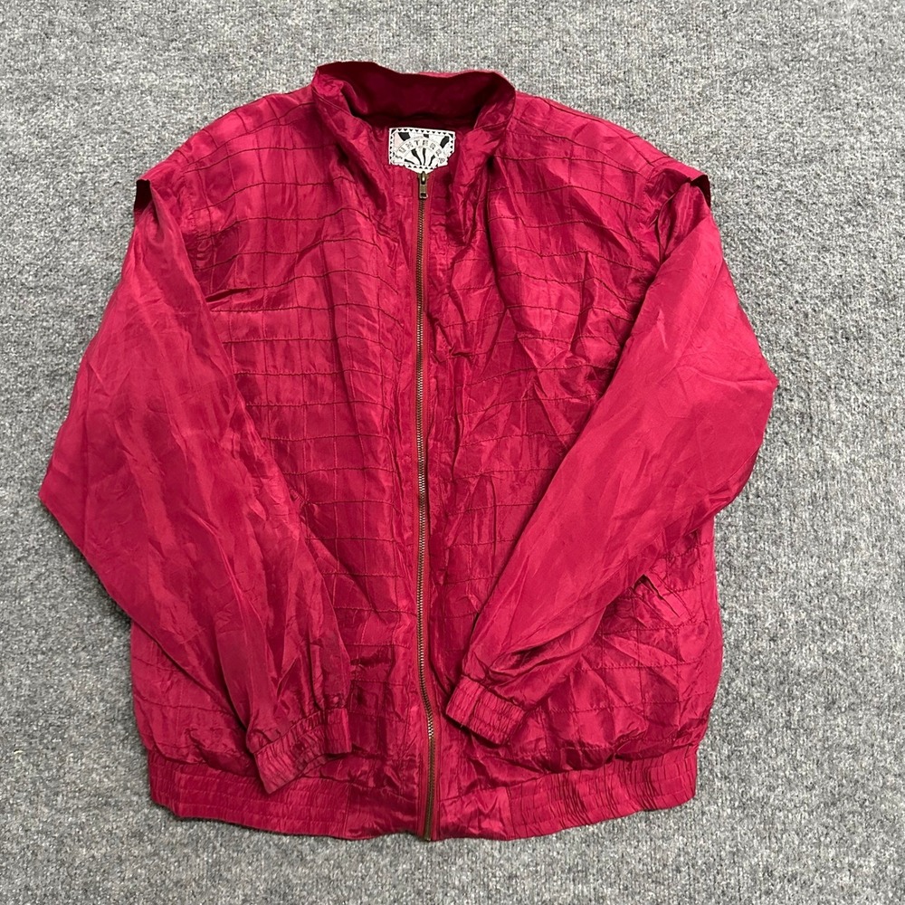 Sunterra Jacket Womens Size M Magenta Silk Quilted Full Zip Lightweight Bomber